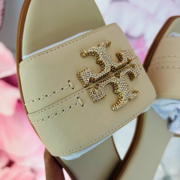 NWT TORY BURCH - EVERLY SLIDE STETSON SOFT - DULCE DE LECHE CRYSTAL GOLD SIZE 9 - Picture 6 of 6